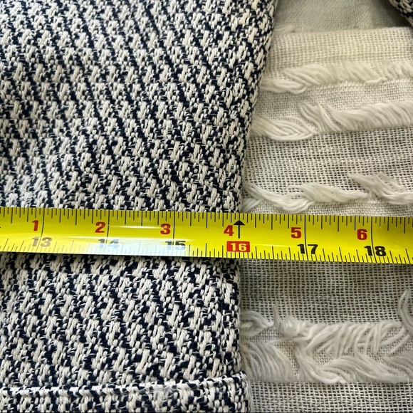 ZARA NAVY & ECRU LONG JACQUARD BLAZER JACKET WITH ZIPPED POCKETS SZ M CAREER EUC - Picture 14 of 16